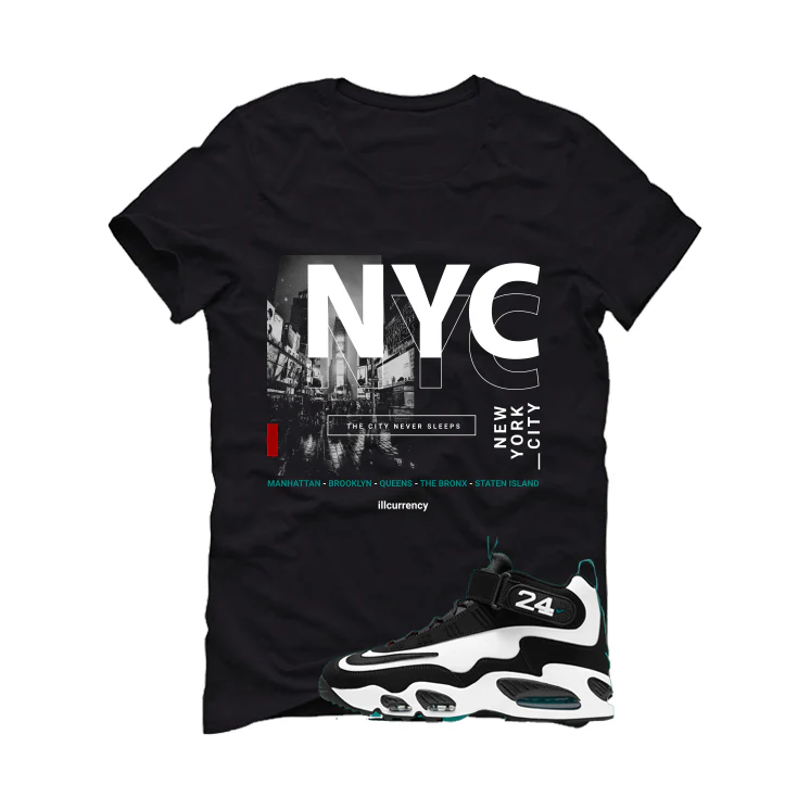 Nike Air Griffey Max 1 Freshwater Matching T-Shirt, Sweatshirts, & Hoodies Black T-Shirt (City Never Sleeps)| illcurrency - Image 2