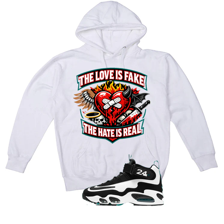 Nike Air Griffey Max 1 Freshwater Matching T-Shirt, Sweatshirts, & Hoodies White T-Shirt (The Love is fake)| illcurrency - Image 3