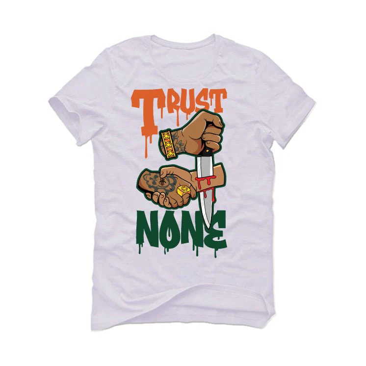 Nike Air Griffey Max 1 “Miami Hurricanes” | illcurrency White T-Shirt (TRUST NO ONE) - Image 2
