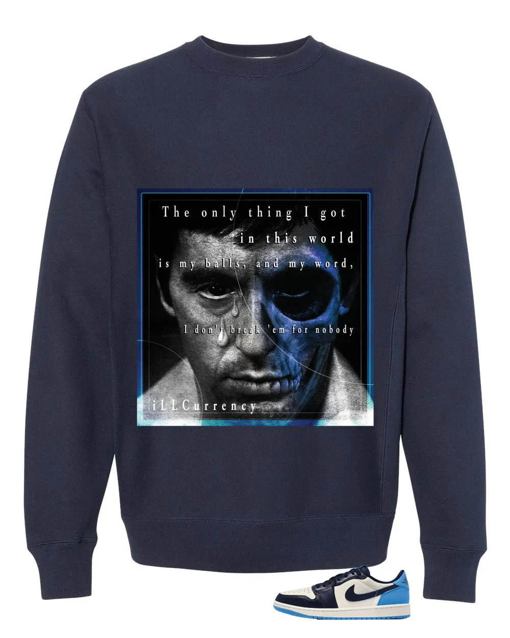 Nike Air Jordan 1 Low OG Obsidian Navy Blue T-Shirt (Pacino)| illcurrency - Image 4