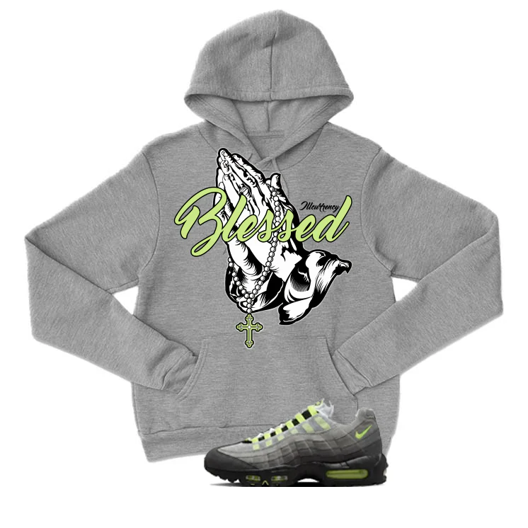 Nike Air Max 95 OG Neon Matching T-Shirt, Sweatshirts & Hoodies Grey T-Shirt (Blessed)| illcurrency - Image 3