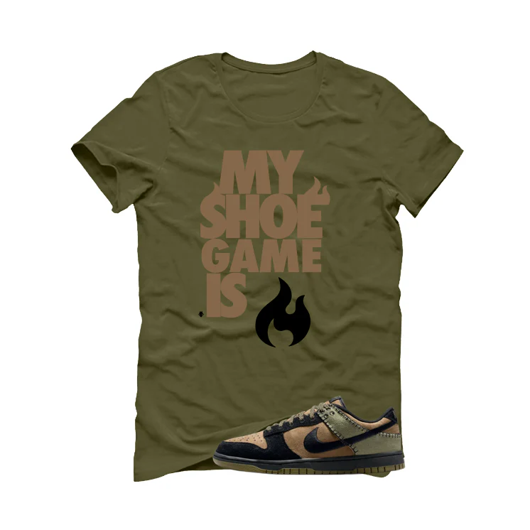 Nike Dunk Low Frankenstein Matching T-Shirt, Sweatshirts & Hoodies Military Green T-Shirt (My Shoe Game Is Fire)| illcurrency - Image 2