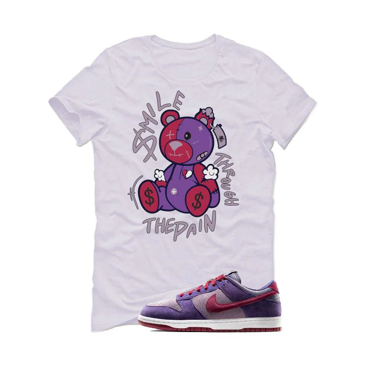 Nike Dunk Low “Plum” | illcurrency White T-Shirt (SMILE THROUGH THE PAIN) - Image 2