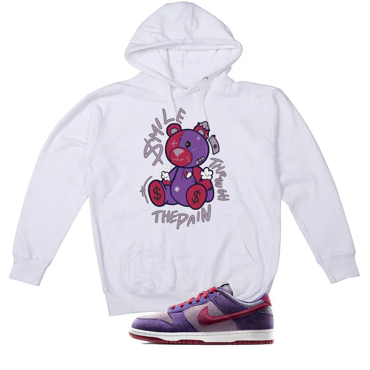 Nike Dunk Low “Plum” | illcurrency White T-Shirt (SMILE THROUGH THE PAIN) - Image 3