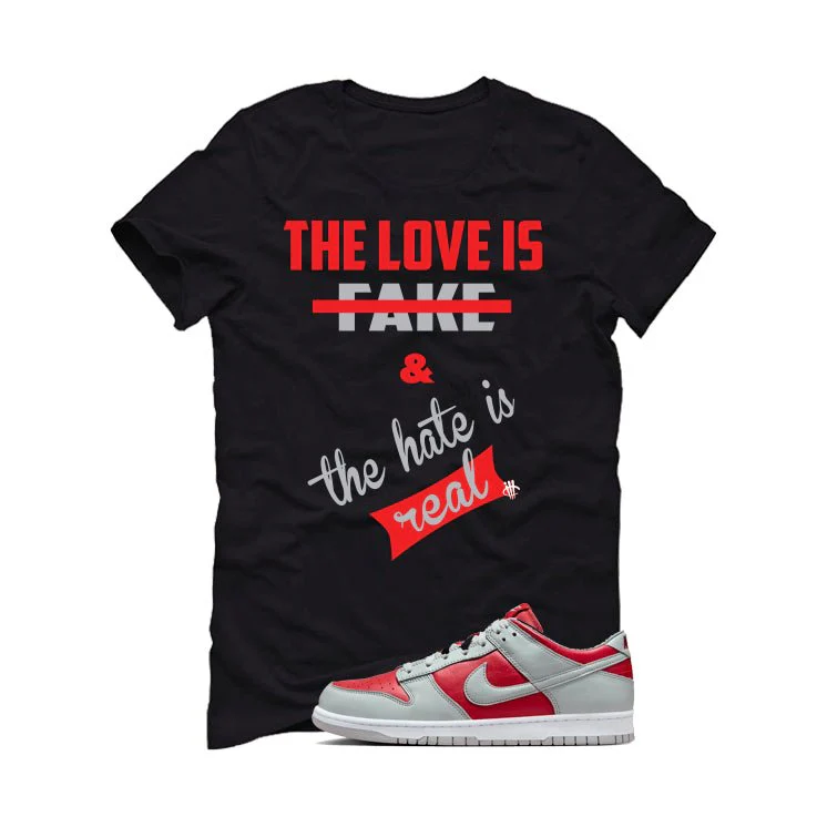 Nike Dunk Low Ultraman | illcurrency Black T-Shirt (Love is Fake) - Image 2