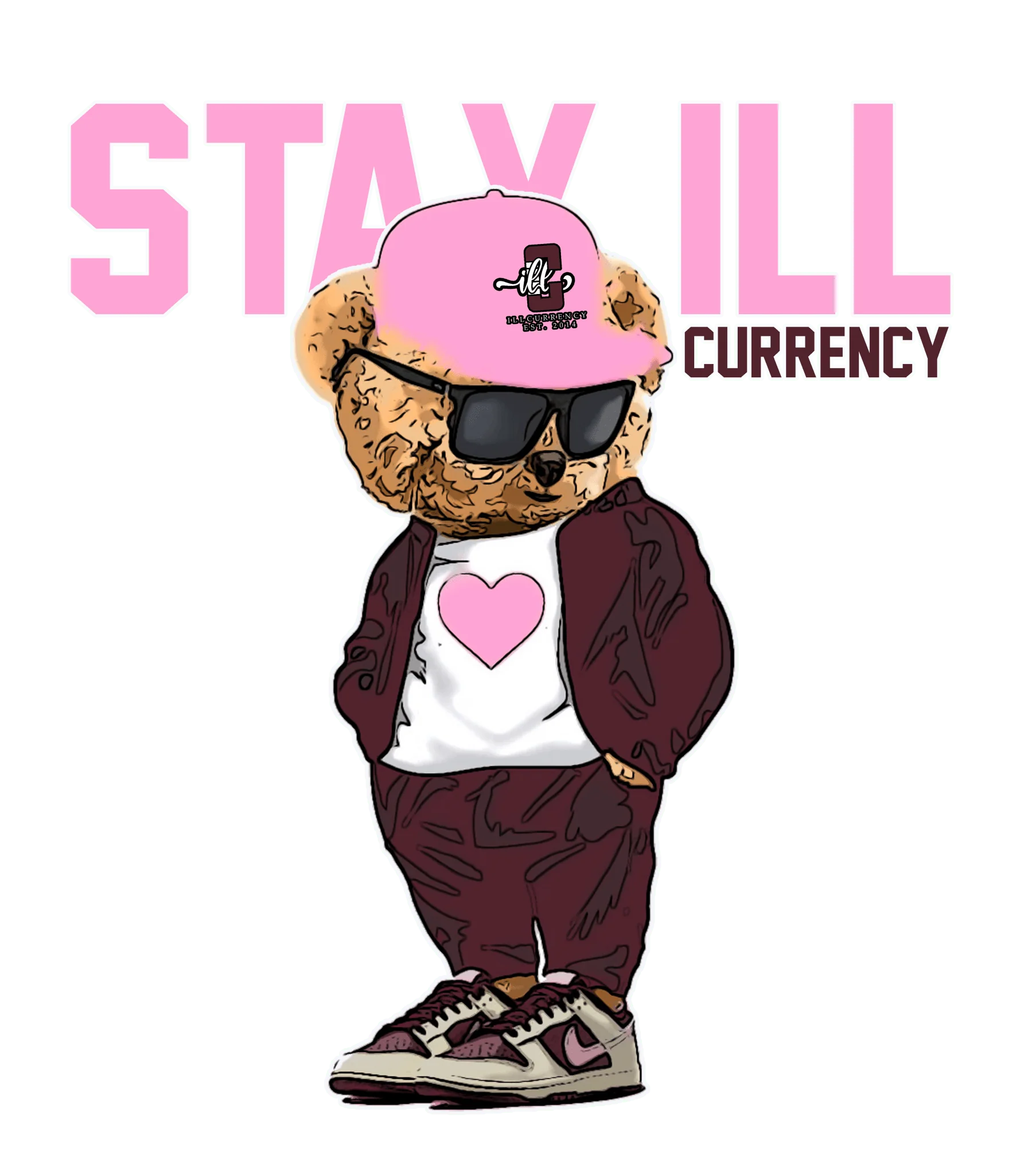 Nike Dunk Low Valentine's Day 2023 - Burgundy T-Shirt (Stay ill Bear)