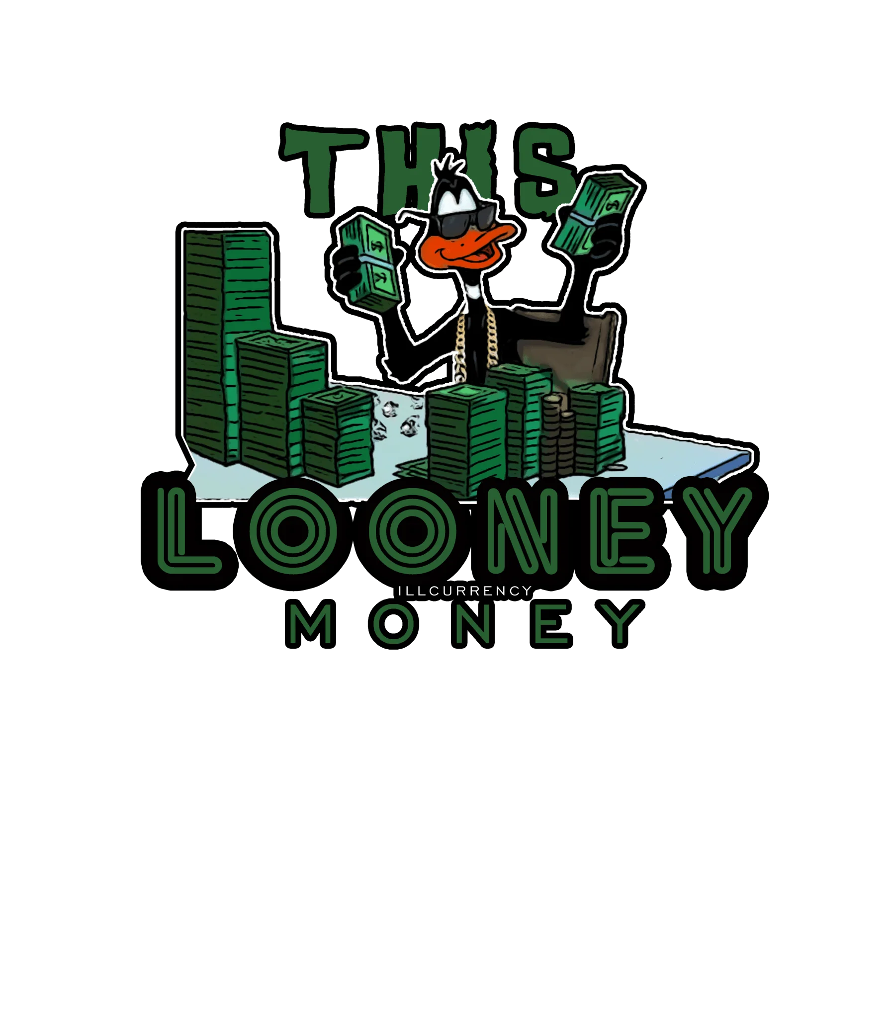 Nike Dunk Low Satin Green - White T-Shirt (Looney Money)
