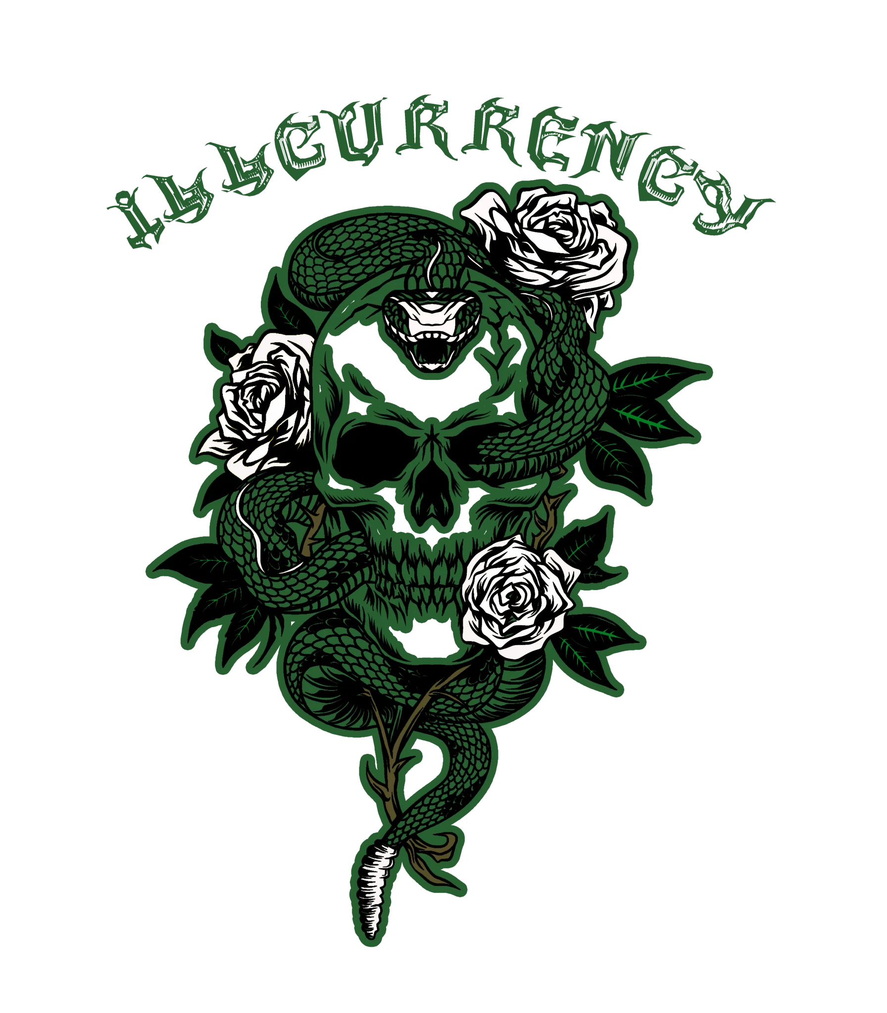 Nike Dunk Low Satin Green - White T-Shirt (Snake Skeleton Rose)