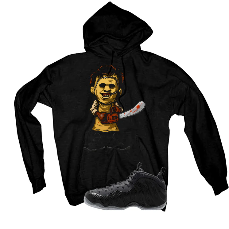 NIKE FOAMPOSITE ONE CARBON FIBER Matching T-Shirt, Sweatshirts & Hoodies Black T-Shirt (Leatherface)| illcurrency - Image 3