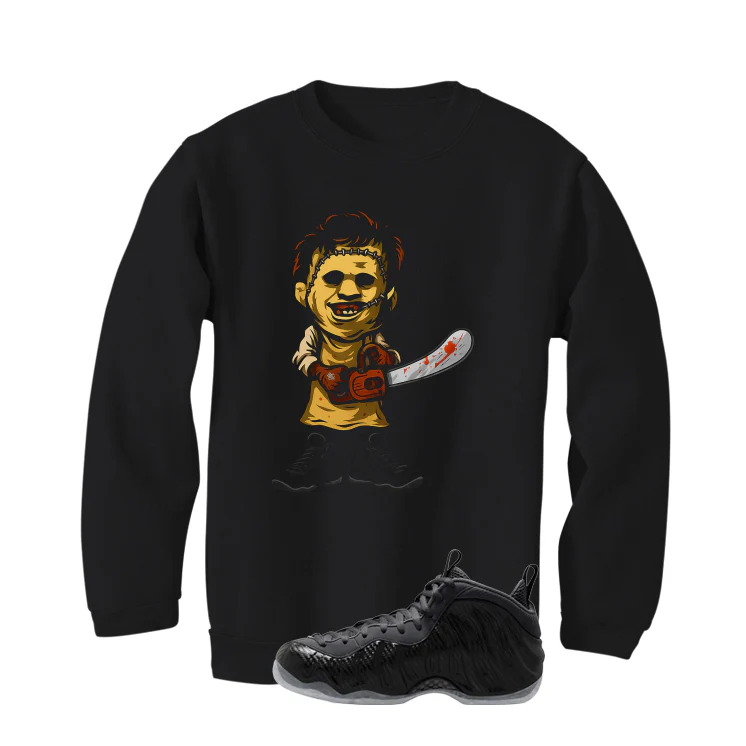 NIKE FOAMPOSITE ONE CARBON FIBER Matching T-Shirt, Sweatshirts & Hoodies Black T-Shirt (Leatherface)| illcurrency - Image 4