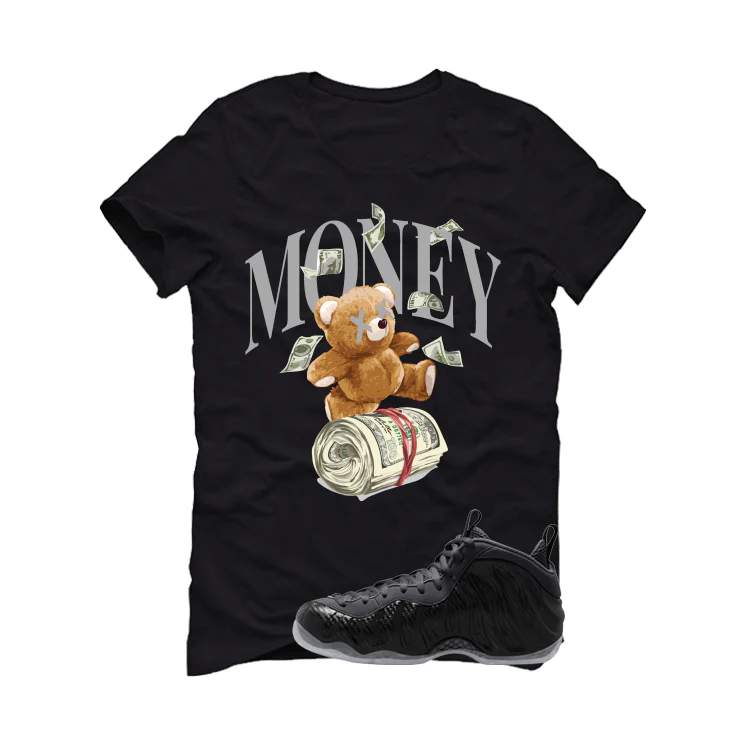 NIKE FOAMPOSITE ONE CARBON FIBER Matching T-Shirt, Sweatshirts & Hoodies Black T-Shirt (Money Bear)| illcurrency - Image 2
