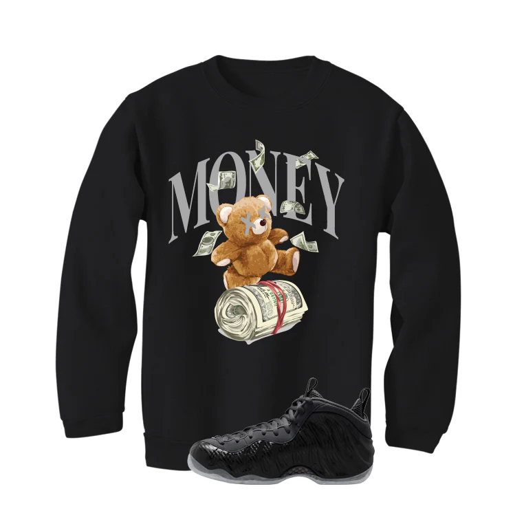 NIKE FOAMPOSITE ONE CARBON FIBER Matching T-Shirt, Sweatshirts & Hoodies Black T-Shirt (Money Bear)| illcurrency - Image 4