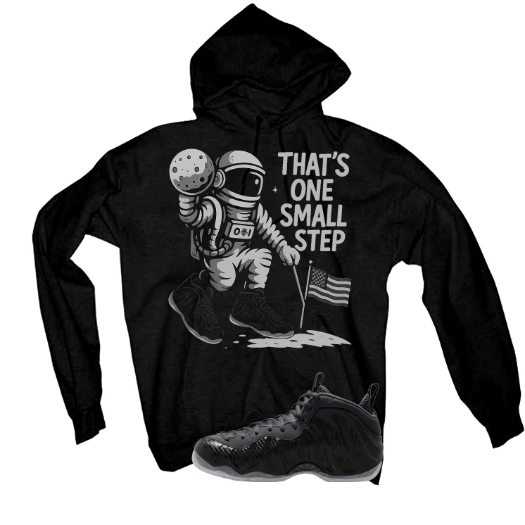 NIKE FOAMPOSITE ONE CARBON FIBER Matching T-Shirt, Sweatshirts & Hoodies Black T-Shirt (One Small Step)| illcurrency - Image 3