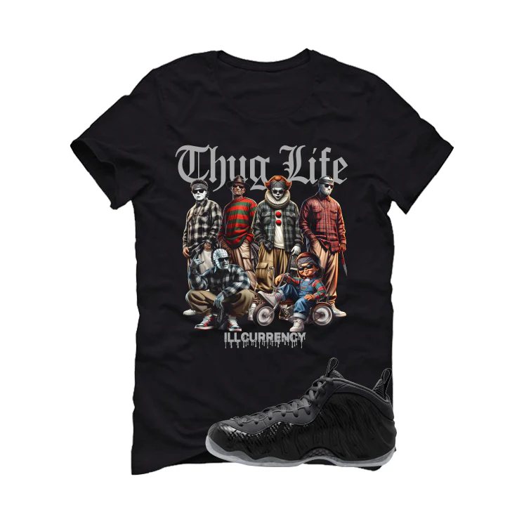 NIKE FOAMPOSITE ONE CARBON FIBER Matching T-Shirt, Sweatshirts & Hoodies Black T-Shirt (Thug Life Halloween)| illcurrency - Image 2