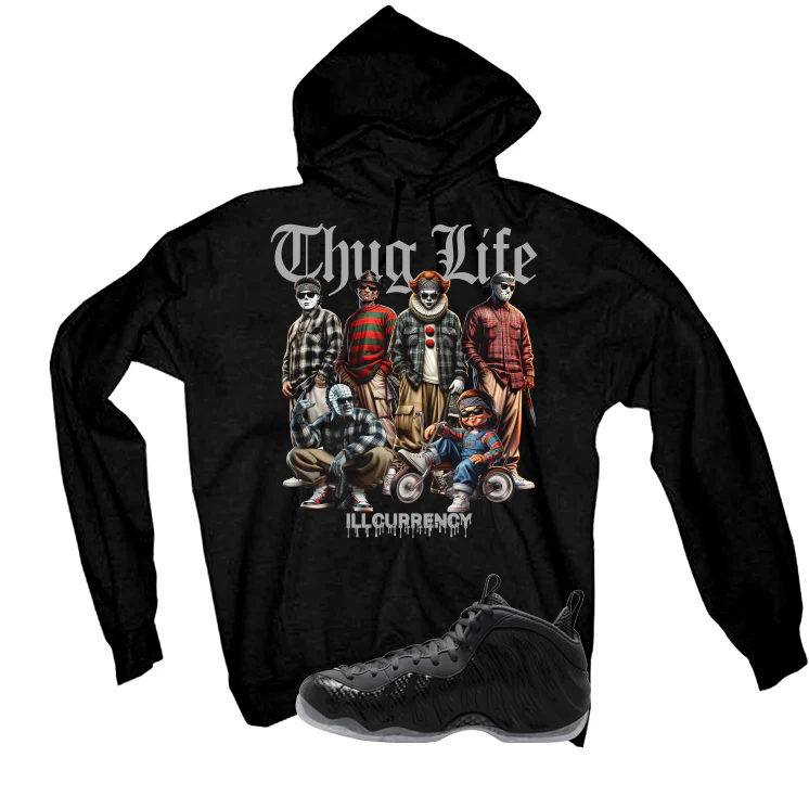 NIKE FOAMPOSITE ONE CARBON FIBER Matching T-Shirt, Sweatshirts & Hoodies Black T-Shirt (Thug Life Halloween)| illcurrency - Image 3