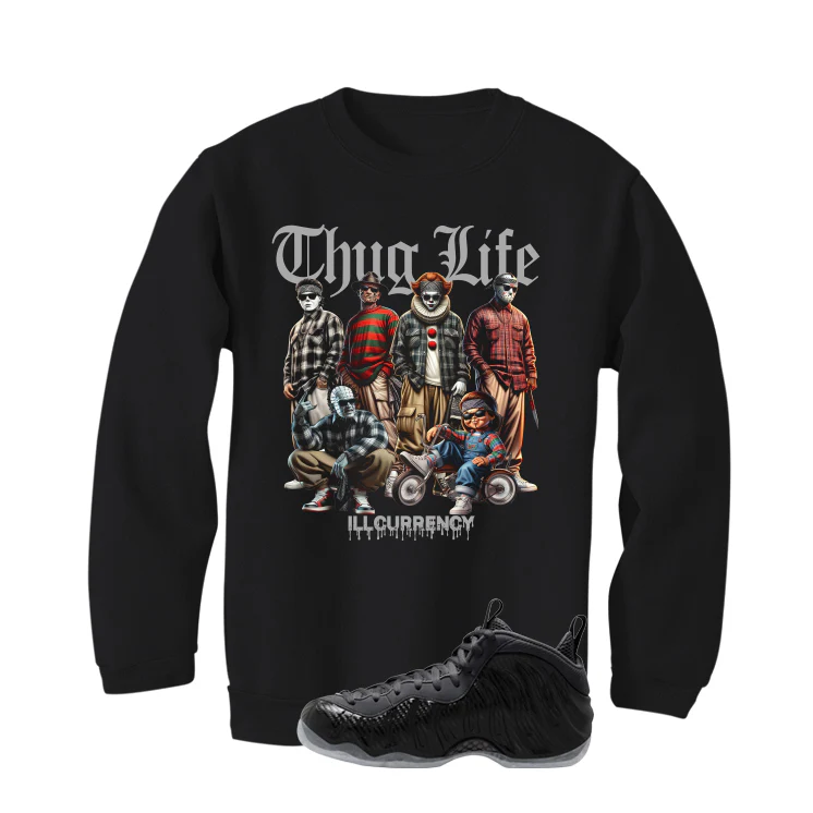 NIKE FOAMPOSITE ONE CARBON FIBER Matching T-Shirt, Sweatshirts & Hoodies Black T-Shirt (Thug Life Halloween)| illcurrency - Image 4