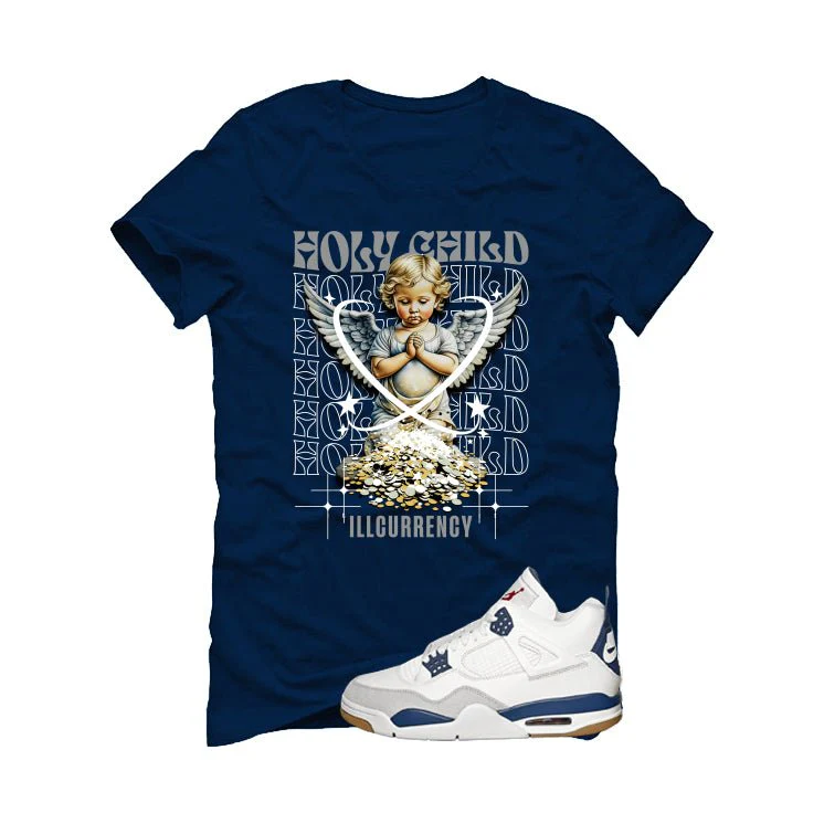 Nike SB x Air Jordan 4 Navy Navy Blue T-Shirt (Holy Child)| illcurrency - Image 2