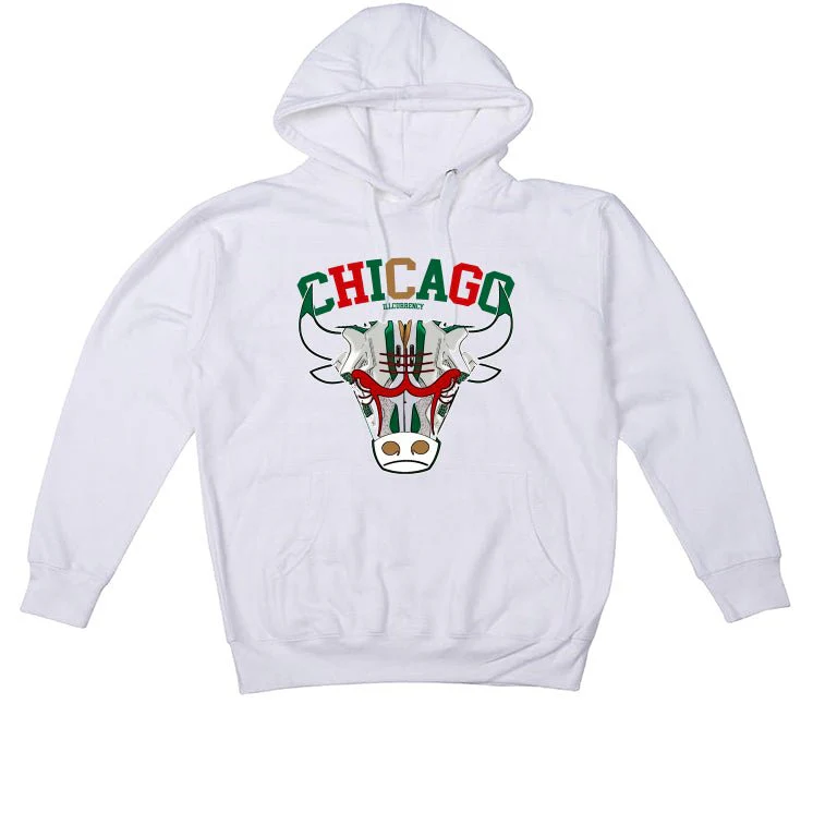 Nike SB x Air Jordan 4 “Pine Green” | illcurrency White T-Shirt (Bulls head chicago) - Image 3
