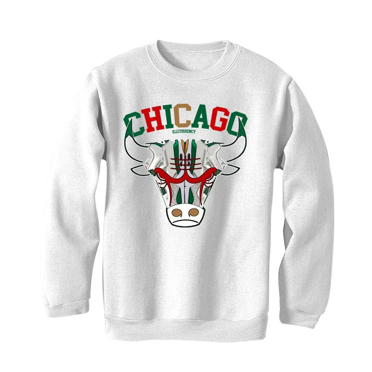 Nike SB x Air Jordan 4 “Pine Green” | illcurrency White T-Shirt (Bulls head chicago) - Image 4