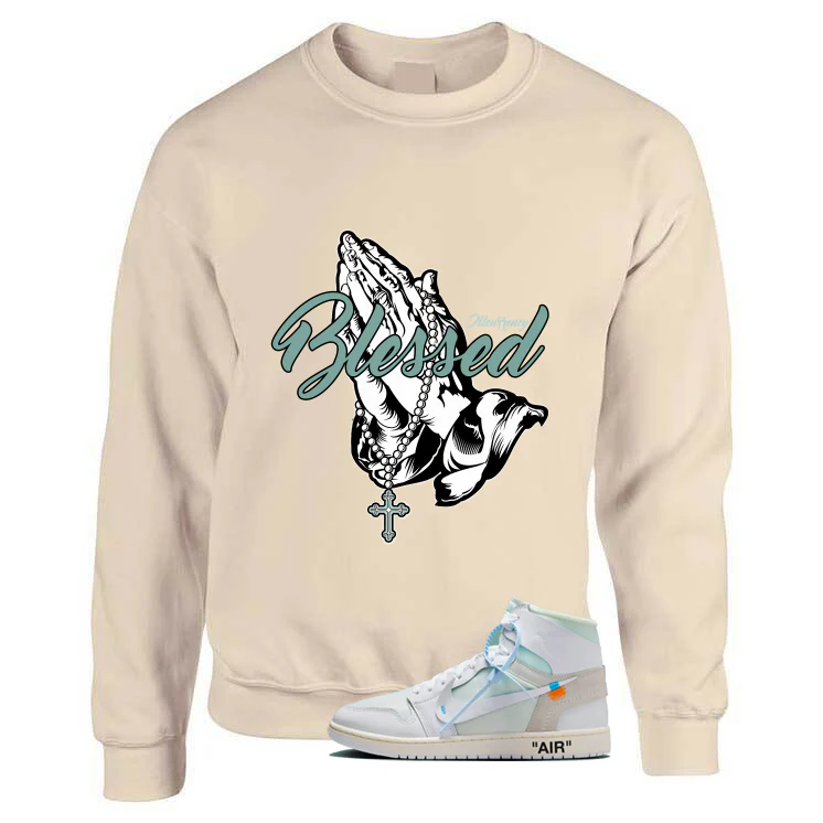 Off-White x Air Jordan 1 High OG Alaska Matching T-Shirt, Sweatshirts & Hoodies Tan T-Shirt (Blessed)| illcurrency - Image 3
