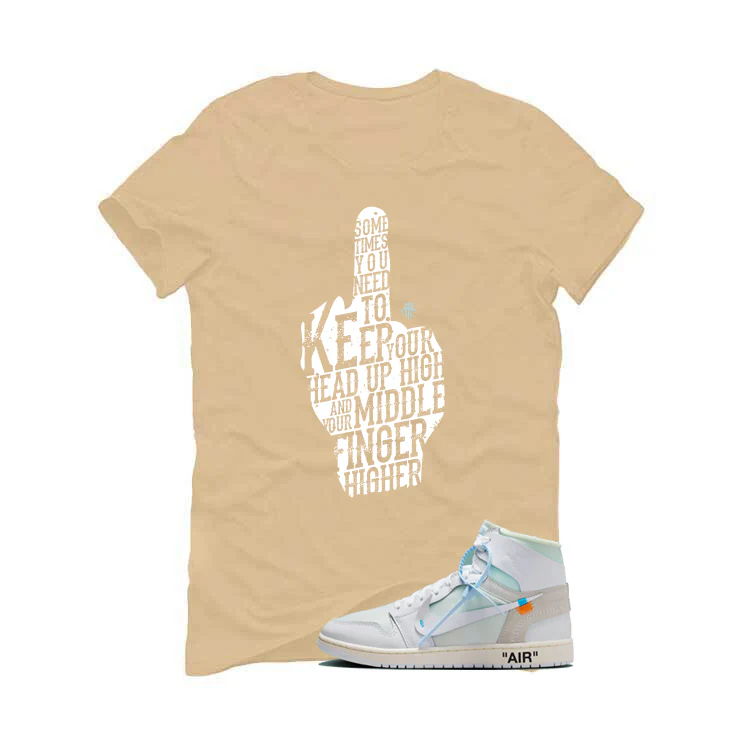 Off-White x Air Jordan 1 High OG Alaska Matching T-Shirt, Sweatshirts & Hoodies Tan T-Shirt (Middle Finger)| illcurrency - Image 2
