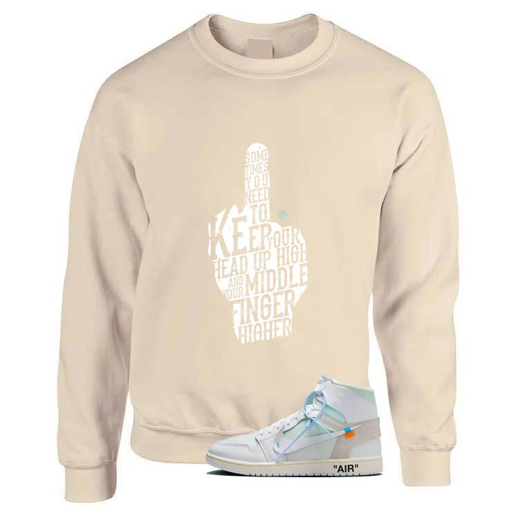Off-White x Air Jordan 1 High OG Alaska Matching T-Shirt, Sweatshirts & Hoodies Tan T-Shirt (Middle Finger)| illcurrency - Image 3