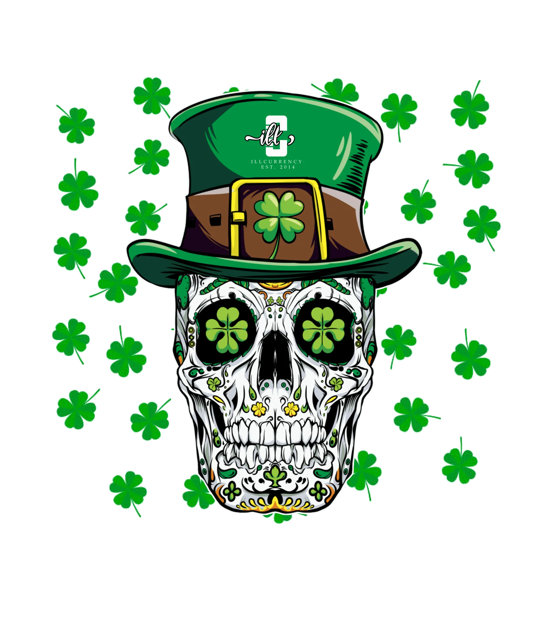St. Pattys Collection Pine Green T-Shirt (St pattys cool skeleton)