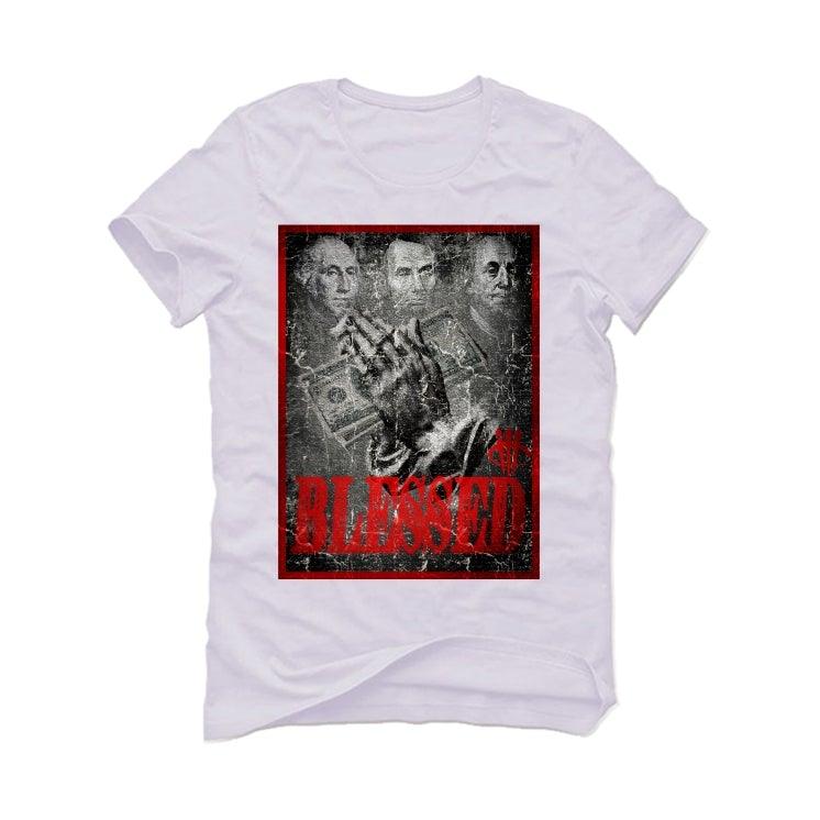 Air Jordan 4 “Metallic Pack” Reds 2020 White T-Shirt (BLESSED FORTUNE) - Image 2