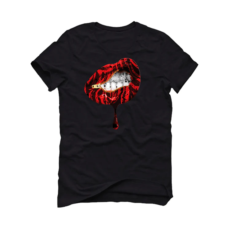 The Air Jordan 6 “Red Oreo” | ILLCURRENCY Black T-Shirt (LIPS UNSEALED) - Image 2