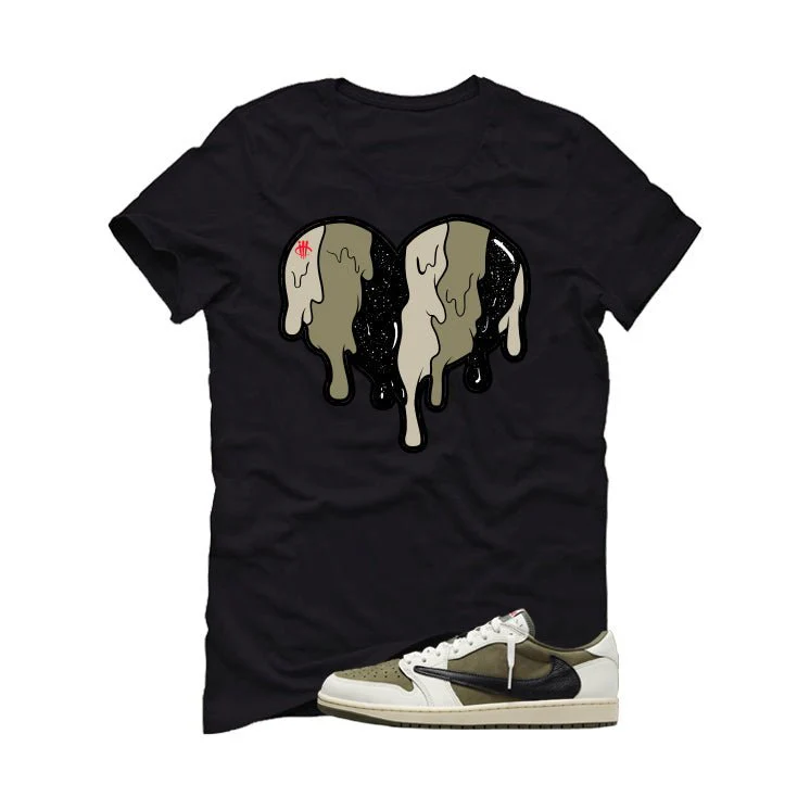 Travis Scott x Air Jordan 1 Low OG | illcurrency Black T-Shirt (Heart) - Image 2