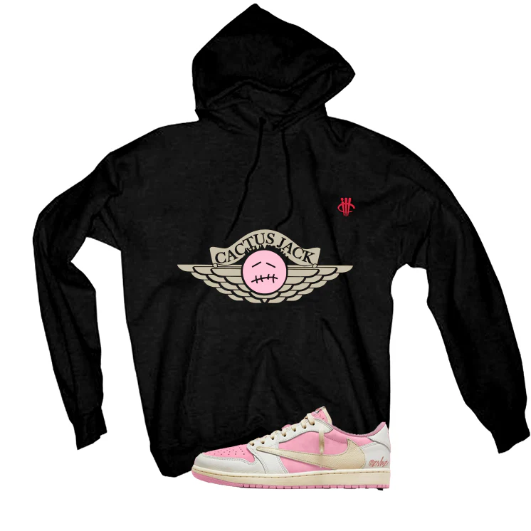 Travis Scott x Air Jordan 1 Low OG Shy Pink Matching T-Shirt, Sweatshirts, & Hoodies Black T-Shirt (Cactus Jack)| illcurrency - Image 3