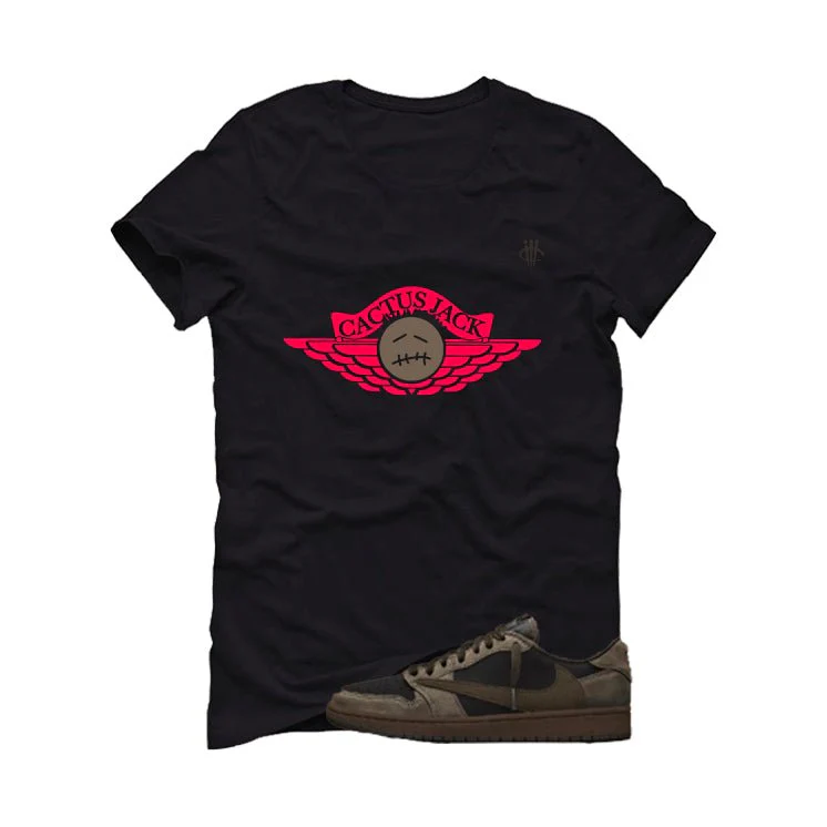 Travis Scott x Air Jordan 1 Low OG Velvet Brown Black T-Shirt (Cactus Jack)| illcurrency - Image 2