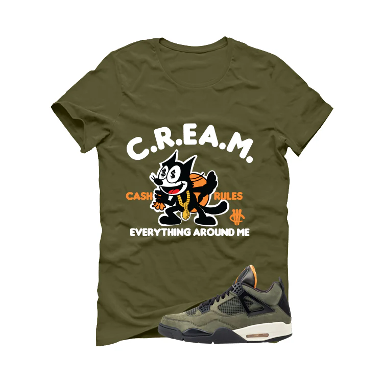 Undefeated x Air Jordan 4 Military Green T-Shirt (Cash Rules)| illcurrency - Image 2
